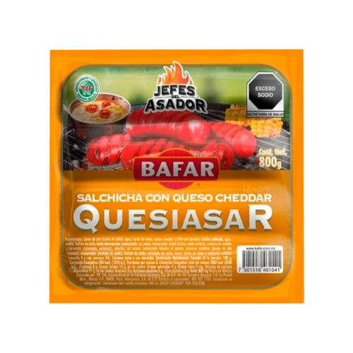 SALCHICHA CON QUESO CHEDDAR ASAR BAFAR 800 G